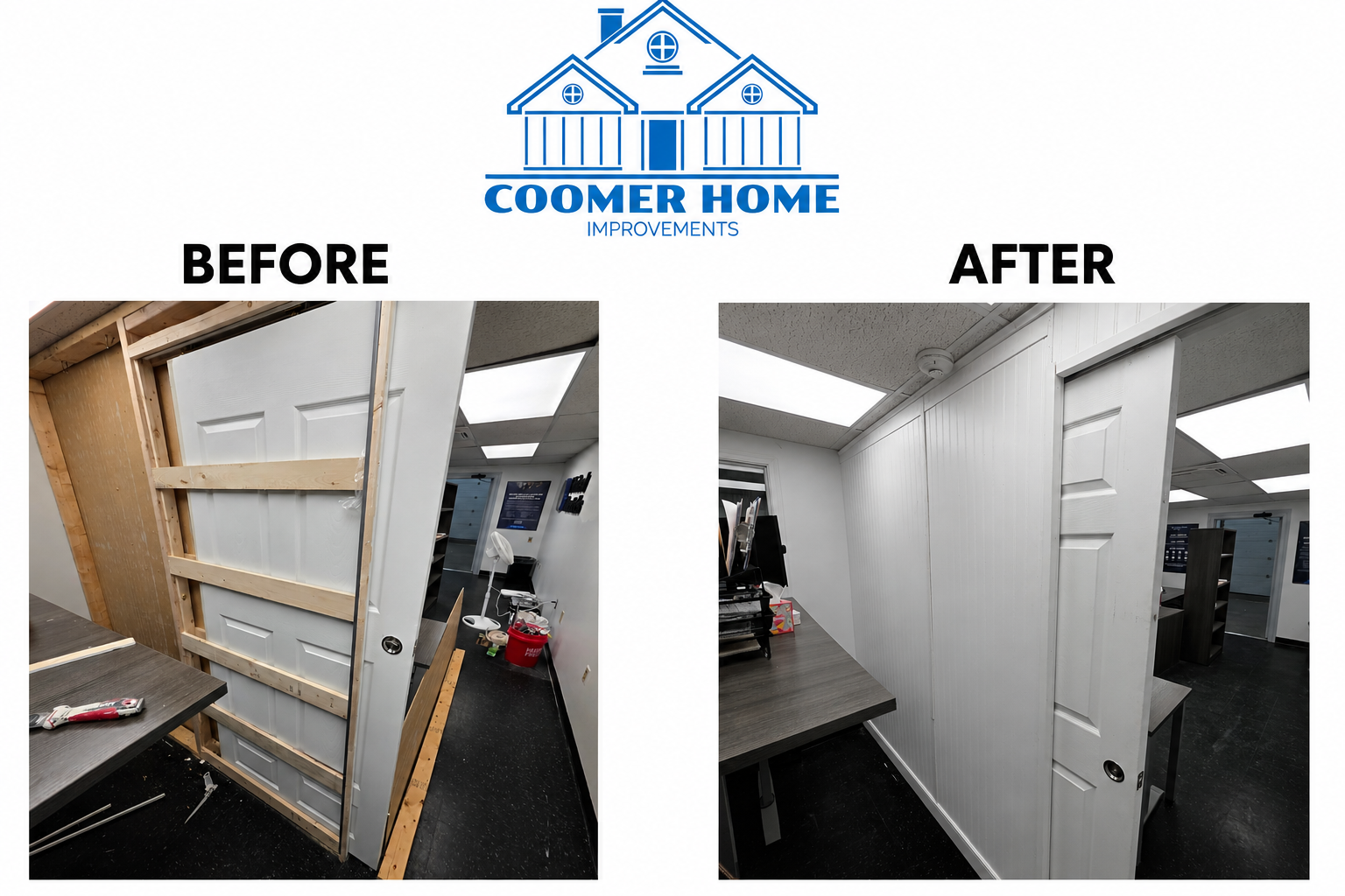 Interior door installation, before and after